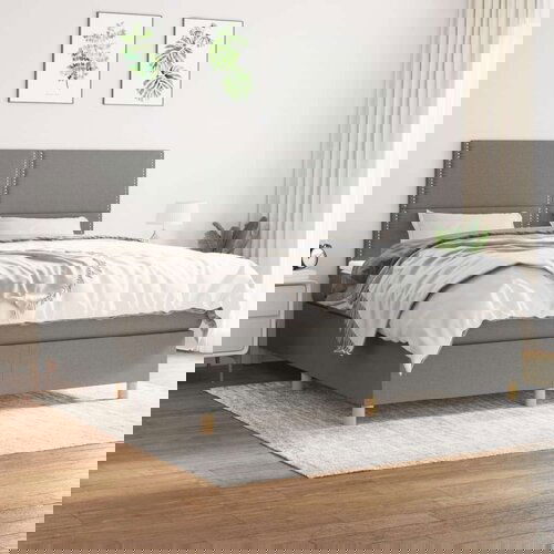  Okvir kreveta s oprugama i madrac svjetlosivi 180x200cm tkanina Slike