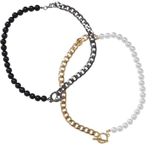 Urban Classics Accessoires Half Pearl Exchangable Necklace 2-Pack gold/gunmetal Slike