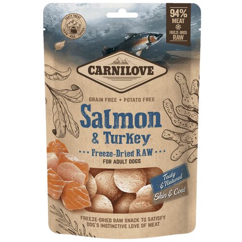 Carnilove dog freezedried raw snack - losos & puran, 60 g Cene