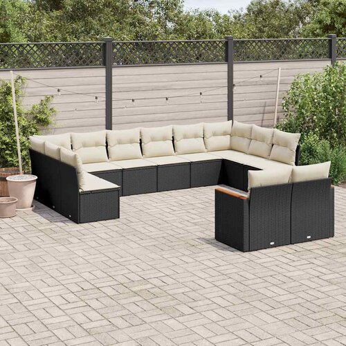  12-dijelni set vrtnih sofa od poliratana s jastucima crni Cijene