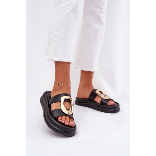 Boto Women's Platform Sandals With Gold Detail Black Ularinea Cene