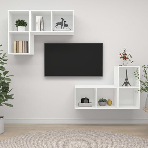 TV Zidni ormarići 4 kom bijeli od iverice Slike