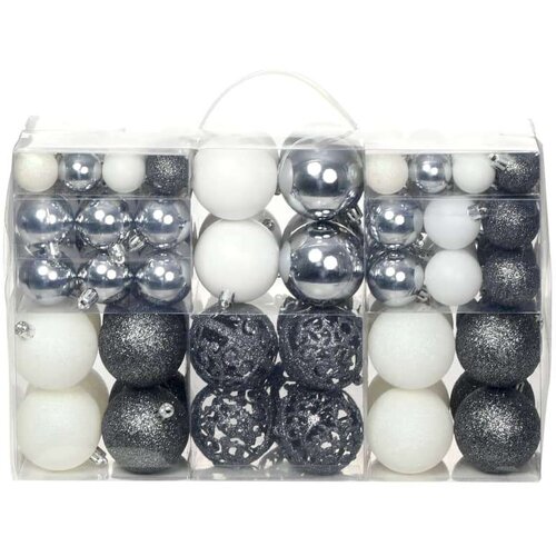 vidaXL set božićnih kuglica 100 komada 3/4/6 cm bijeli/sivi Cene