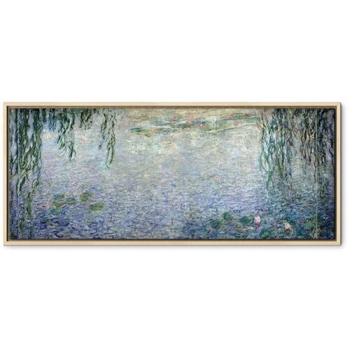  Slika - Claude Monet &amp;ndash; The Water Lilies &amp;ndash; Clear Morning with Willows 100x40 U prirodnom drvenom okviru Slike