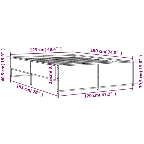 VidaXL Okvir za krevet boja hrasta 120x190cm konstruirano drvo i metal Slike