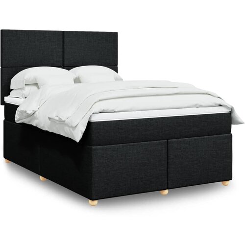 vidaXL Box spring postelja z vzmetnico črna 160x200 cm blago Cene