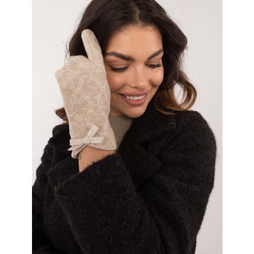 Fashion Hunters beige knitted women's gloves Cene