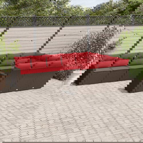 VidaXL 10-dijelni set vrtnih sofa od poliratana s jastucima smeđi Slike