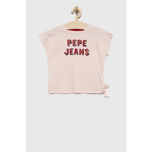 Pepe Jeans Dječja pamučna majica kratkih rukava boja: ružičasta