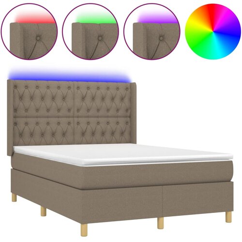 Maison Chic Box spring postelja - Vzmetna postelja z vzmetnico LED taupe 140x190 cm blago SL3238, (21903875) Cene