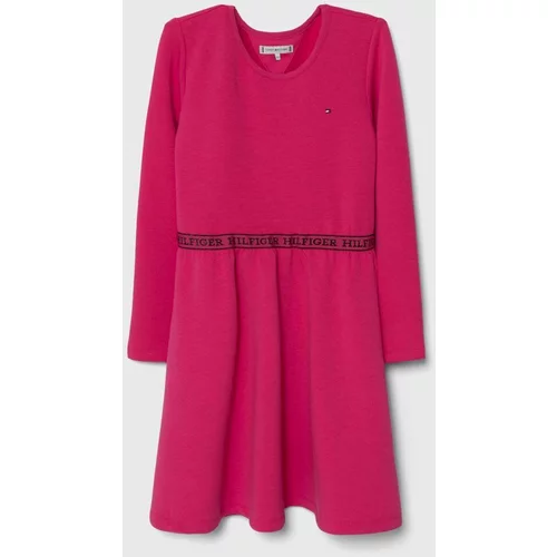 Tommy Hilfiger Dječja haljina boja: ružičasta, mini, širi se prema dolje