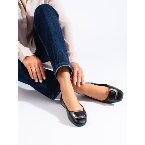 SHELOVET Black elegant ballerinas with square toe Slike