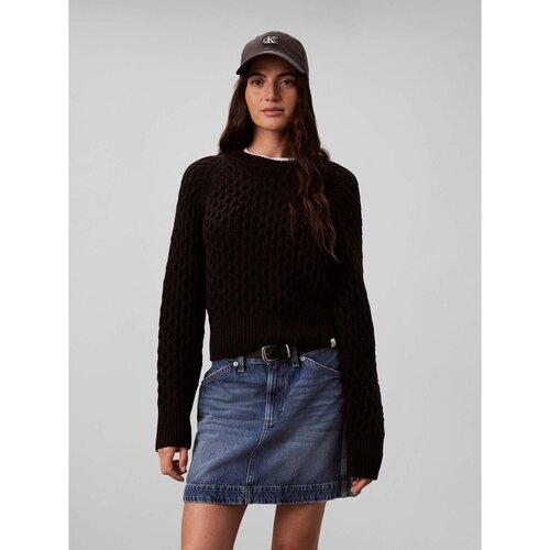 Calvin Klein Jeans Puloverji Alpaca Honeycomb Cab Črna Slike