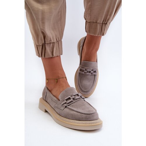 Kesi Women's suede loafers with flat heels with D&A embellishment grey Cijene