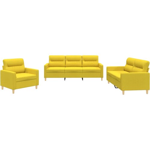 3-dijelni set sofa s jastucima svjetložuti od tkanine Slike