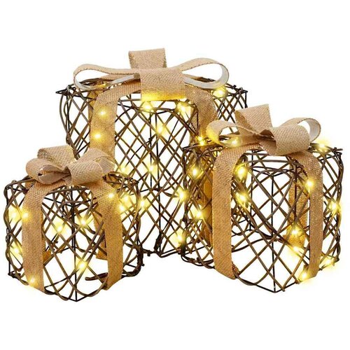 vidaXL Darilna škatla 3 pcs Toplo bela 20 x 20 x 20 cm Ratan Cene