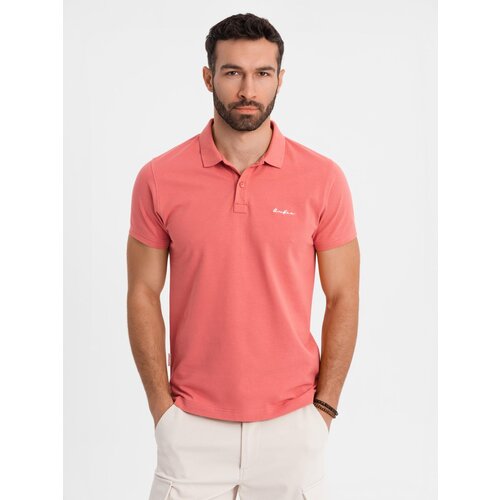 Ombre Cotton pique knit polo shirt - coral Slike