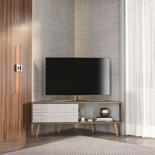 Hanah home mora - walnut, white walnutwhite tv stand Cene