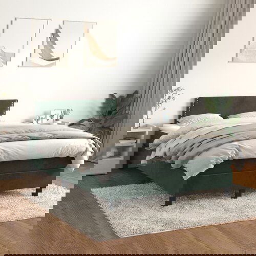 The Living Store Box spring postelja z vzmetnico temno zelena 120x200 cm žamet - Box Spring Postelja, (21490053) Cene