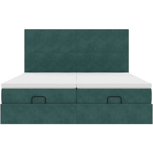 VidaXL okvir kreveta s madracima tamnozeleni 200x200cm bar&amp;scaron;unasti Slike