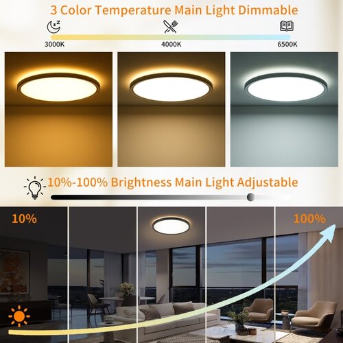  Brilagi - LED prigu&amp;scaron;iva svetiljka ULTRA SLIM LED/24W/230V, prečnik 42 cm, crna + daljinski upravljač Slike