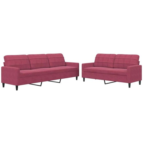 vidaXL 2-dijelni set sofa s jastucima crvena boja vina baršunasti Cene