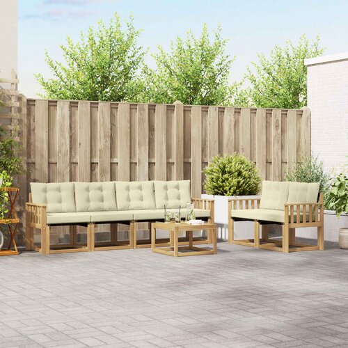 Set vanjskih sofa 7 kom. Bijela i krem Smeđa 59 x 59 x 37 cm Slike