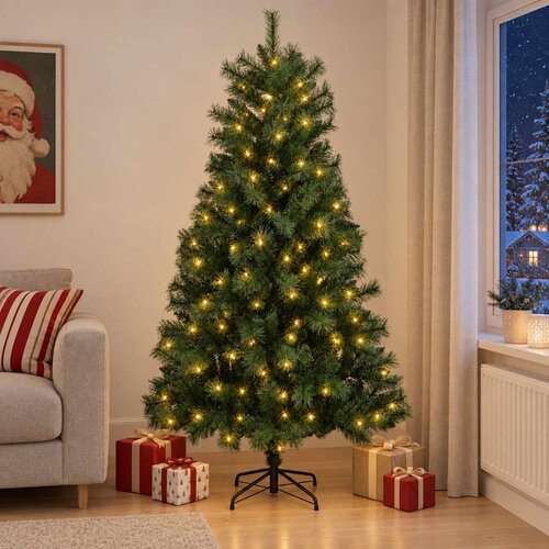  Umjetno božićno drvce s nogom 210 cm 300 LED lampica Slike