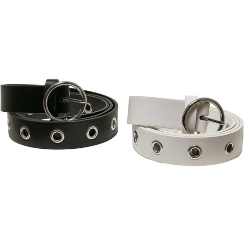 Urban Classics Accessoires Synthetic leather eyelet strap 2 packs black/white Slike