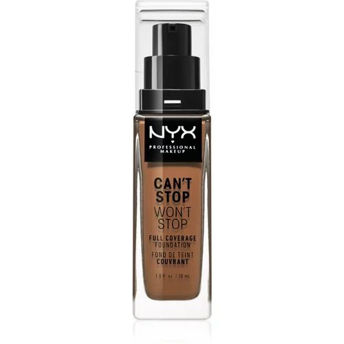 NYX Professional Makeup Can't Stop Won't Stop Full Coverage Foundation puder s visokim prekrivanjem nijansa Warm Caramel 30 ml