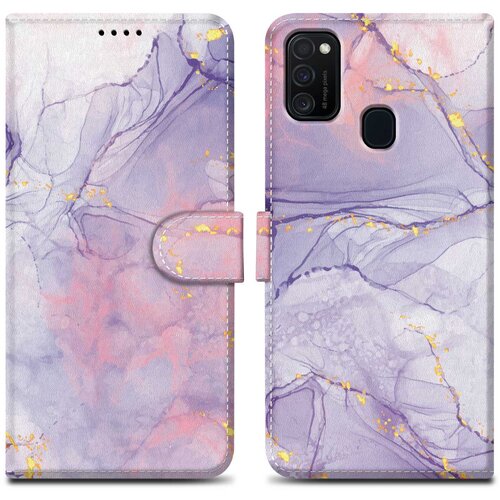 Cadorabo Ohi&scaron;je, združljiv s Samsungom - Design Pink Purple Marmor &scaron;t. 5 - Za&scaron;čitni pokrov z magnetnim zapiranjem, funkcijo stojala in režo za kartico, (20694982) Cene