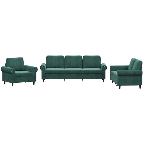 vidaXL 3-dijelni set sofa s jastucima tamnozeleni baršunasti Cijene