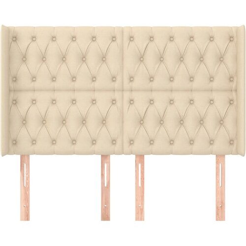  Uzglavlje s u&amp;scaron;ima krem 147x16x118/128 cm od tkanine Slike