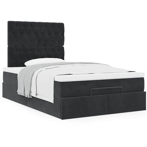 vidaXL Otomanski posteljni okvir z vzmetnicami črn 120x190cm žamet Cene