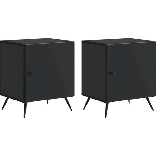  Noćni ormar 2 pcs Crna 43 x 34 5 x 50 cm Konstruirano drvo Cene