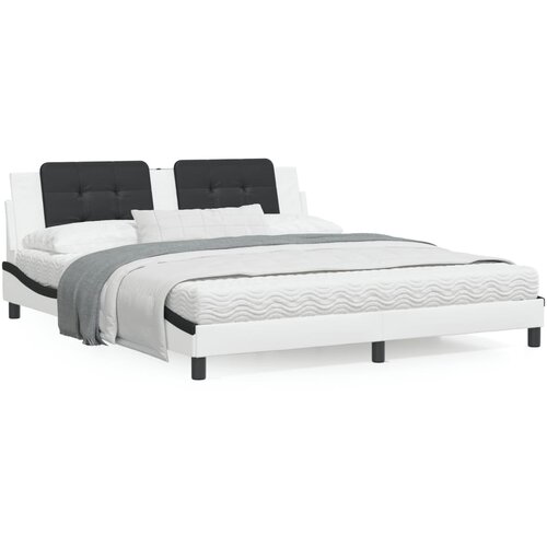 VidaXL Okvir za krevet s uzglavljem bijelo-crni 180x200cm umjetna koža Slike