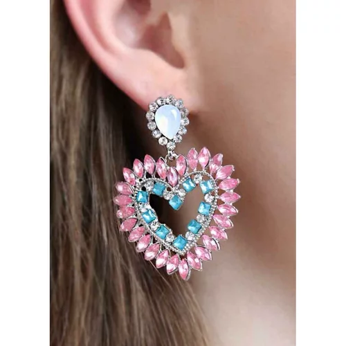 Fenzy elegantni uhani z okrasnimi diamanti, roza barve