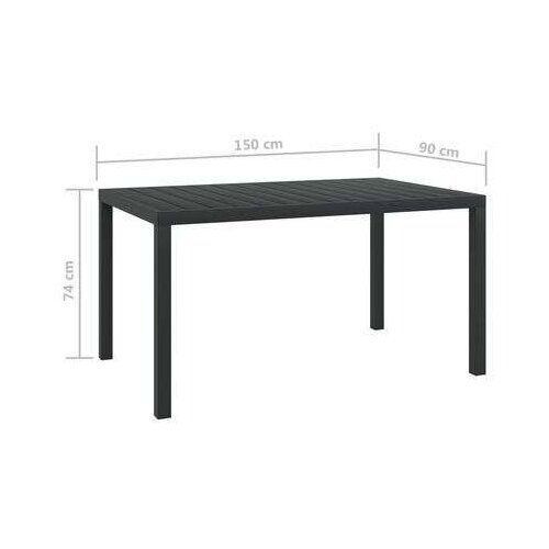  Vrtni stol crni 150 x 90 x 74 cm aluminijum i WPC Slike