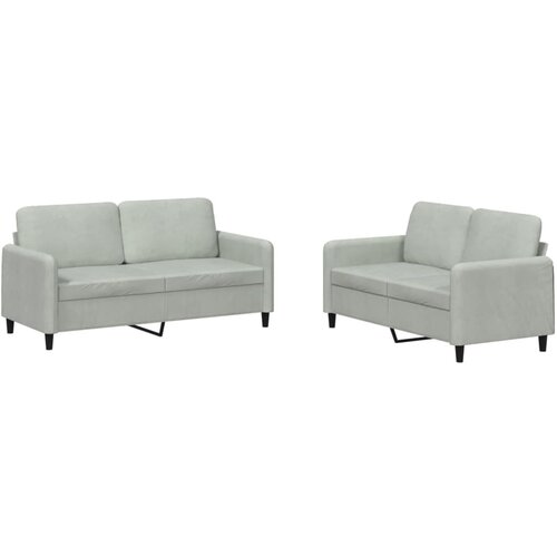  2-dijelni set sofa s jastucima svjetlosivi bar&amp;scaron;unasti Slike