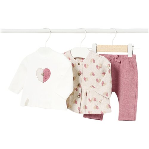 Mayoral komplet 3v1 (majica, pulover, dolge hlače) heart pink Cene