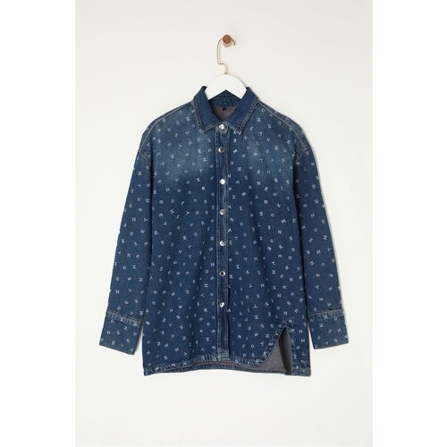 Trendyol Limited Edition Blue Stone Detailed Oversize Denim Jacket Slike