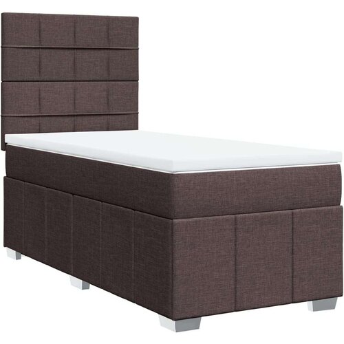 vidaXL Box spring postelja z vzmetnico temno rjava 100x200 cm blago, (21307513) Cene