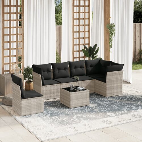 vidaXL 7-dijelni set vrtnih sofa svjetlosivi od poliratana Cijene