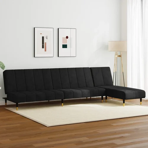  2-dijelni set sofa crni baršunasti