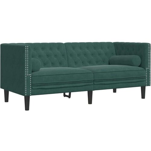 vidaXL Kavč chesterfield z vzglavniki dvosed temno zelen žamet Cene