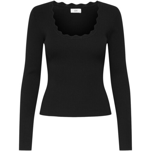 Jacqueline De Yong Puloverji Jdynanna Scallop L/S U-Neck Pullover Knt 15355459 Črna Slike