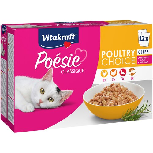 Vitakraft Po&amp;eacute;sie Classic Sauce mje&amp;scaron;ovito pakiranje - 96 x 85 g žele (piletina, perad, puretina i pačetina) Slike
