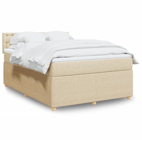 vidaXL Box spring postelja z vzmetnico krem 140x200 cm blago Cene