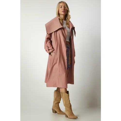 Happiness İstanbul Women's Dry Rose Collar Detailed Windbreaker Trench Coat