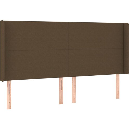  Uzglavlje s u&amp;scaron;ima tamnosmeđe 203x16x118/128 cm od tkanine Slike